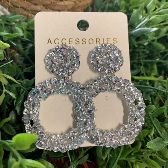 Rhinestone Statement Earrings - Picture 4 of 4